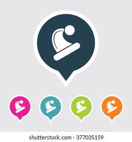 Very Useful Editable Christmas Cap Icon on Different Colored Pointer Shape. Eps-10.
