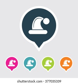 Very Useful Editable Christmas Cap Icon on Different Colored Pointer Shape. Eps-10.