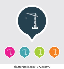 Very Useful Editable Crane Icon on Different Colored Pointer Shape. Eps-10.