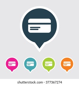 Very Useful Editable Credit or Debit Card Icon on Different Colored Pointer Shape. Eps-10.