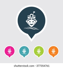 Very Useful Editable Cruise or Ship Icon on Different Colored Pointer Shape. Eps-10.