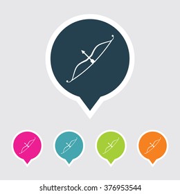 Very Useful Editable Cupid Bow & Arrow Icon on Different Colored Pointer Shape. Eps-10.