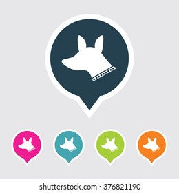 Very Useful Editable Dog Icon on Different Colored Pointer Shape. Eps-10.