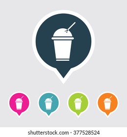 Very Useful Editable Drink Cup Icon on Different Colored Pointer Shape. Eps-10.