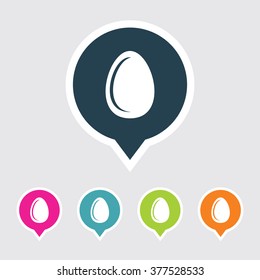Very Useful Editable Eggs Icon on Different Colored Pointer Shape. Eps-10.