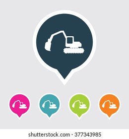 Very Useful Editable Excavator Icon on Different Colored Pointer Shape. Eps-10.