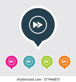 Very Useful Editable Fast Forward Icon on Different Colored Pointer Shape. Eps-10.