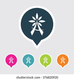 Very Useful Editable Flower Icon on Different Colored Pointer Shape. Eps-10.