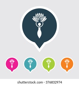 Very Useful Editable Flower Lady Icon on Different Colored Pointer Shape. Eps-10.