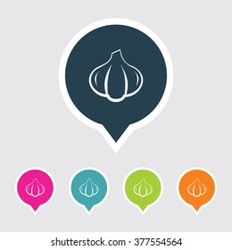 Very Useful Editable Garlic Icon on Different Colored Pointer Shape. Eps-10.
