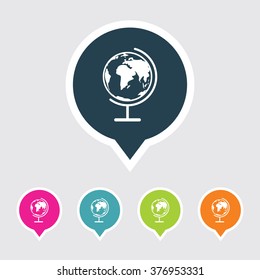 Very Useful Editable Globe Icon on Different Colored Pointer Shape. Eps-10.