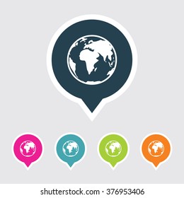 Very Useful Editable Globe Icon on Different Colored Pointer Shape. Eps-10.
