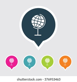 Very Useful Editable Globe Icon on Different Colored Pointer Shape. Eps-10.