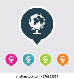Very Useful Editable Globe Icon on Different Colored Pointer Shape. Eps-10.