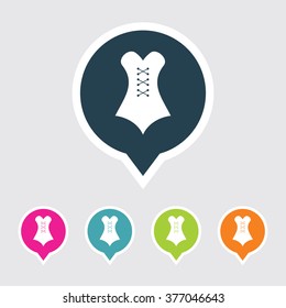 Very Useful Editable Gown Icon on Different Colored Pointer Shape. Eps-10.