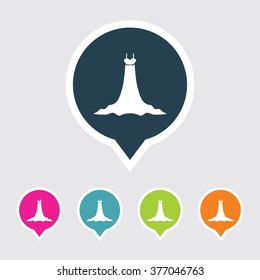 Very Useful Editable Gown Icon on Different Colored Pointer Shape. Eps-10.