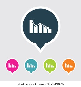 Very Useful Editable Graph Icon on Different Colored Pointer Shape. Eps-10.