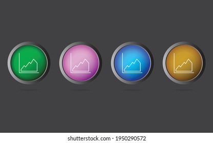 Very Useful Editable Graph Line Icon on 4 Colored Buttons.