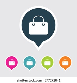 Very Useful Editable Hand Bag Icon on Different Colored Pointer Shape. Eps-10.
