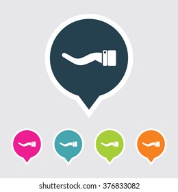 Very Useful Editable Hand Icon on Different Colored Pointer Shape. Eps-10.