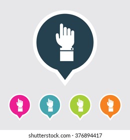 Very Useful Editable Hand Icon on Different Colored Pointer Shape. Eps-10.