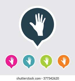 Very Useful Editable Hand Icon on Different Colored Pointer Shape. Eps-10.