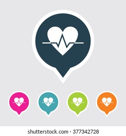 Very Useful Editable Heart Icon on Different Colored Pointer Shape. Eps-10.