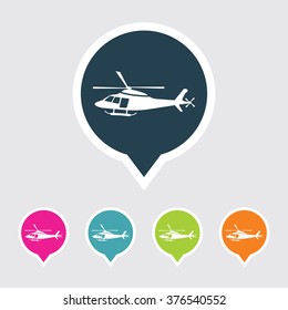 Very Useful Editable Helicopter Icon on Different Colored Pointer Shape. Eps-10.