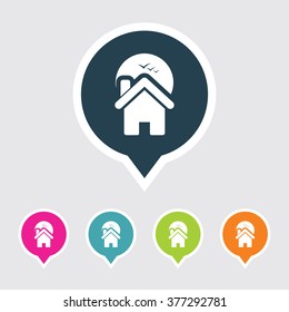 Very Useful Editable Home Icon on Different Colored Pointer Shape. Eps-10.