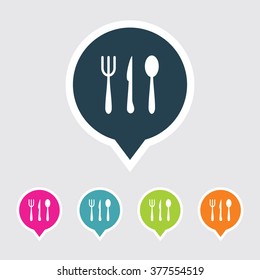 Very Useful Editable Icon on Different Colored Pointer Shape. Eps-10.