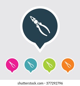 Very Useful Editable Icon Pliers on Different Colored Pointer Shape. Eps-10.