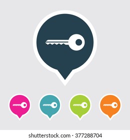 Very Useful Editable Key Icon on Different Colored Pointer Shape. Eps-10.