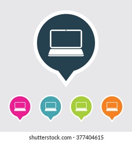 Very Useful Editable Laptop Icon on Different Colored Pointer Shape. Eps-10.