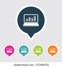 Very Useful Editable Laptop Icon on Different Colored Pointer Shape. Eps-10.