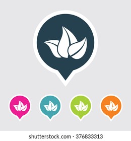 Very Useful Editable Leaf Icon on Different Colored Pointer Shape. Eps-10.