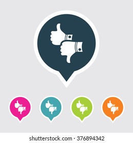 Very Useful Editable Like & Dislike Icon on Different Colored Pointer Shape. Eps-10.