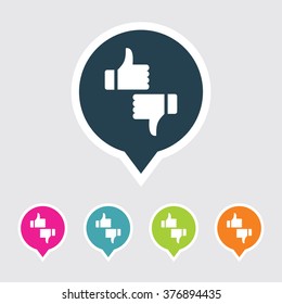 Very Useful Editable Like & Dislike Icon on Different Colored Pointer Shape. Eps-10.