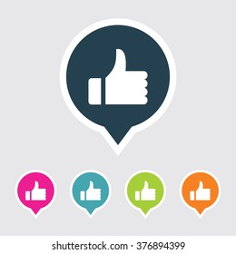 Very Useful Editable Like Icon on Different Colored Pointer Shape. Eps-10.