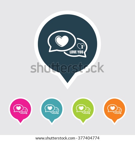 Very Useful Editable I Love You Comments Icon on Different Colored Pointer Shape. Eps-10.