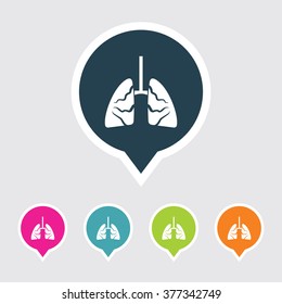 Very Useful Editable Lungs Icon on Different Colored Pointer Shape. Eps-10.