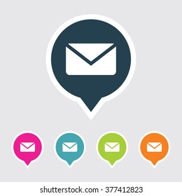 Very Useful Editable Mail or Envelope Icon on Different Colored Pointer Shape. Eps-10.