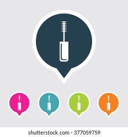 Very Useful Editable Mascara Icon on Different Colored Pointer Shape. Eps-10.