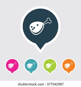 Very Useful Editable Meat Icon on Different Colored Pointer Shape. Eps-10.