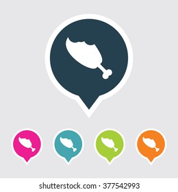 Very Useful Editable Meat Icon on Different Colored Pointer Shape. Eps-10.
