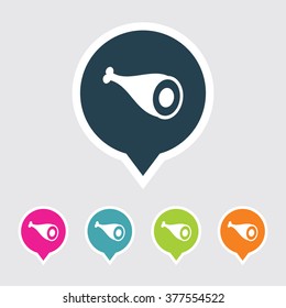 Very Useful Editable Meat Icon on Different Colored Pointer Shape. Eps-10.