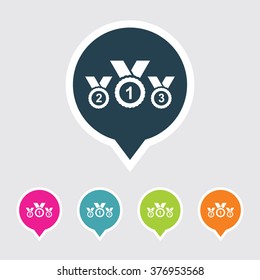 Very Useful Editable Medal Icon on Different Colored Pointer Shape. Eps-10.