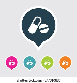 Very Useful Editable Medicines Icon on Different Colored Pointer Shape. Eps-10.