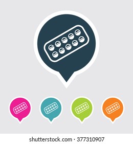 Very Useful Editable Medicines Icon on Different Colored Pointer Shape. Eps-10.