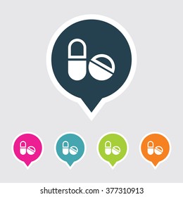 Very Useful Editable Medicines Icon on Different Colored Pointer Shape. Eps-10.