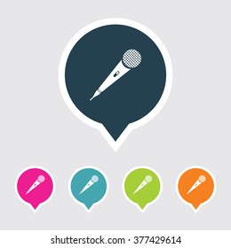 Very Useful Editable Microphone Icon on Different Colored Pointer Shape. Eps-10.